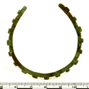 A Roman cogwheel bracelet; popular in the fourth century, the type is found along the Danube and Rhine frontiers as well as in Britain