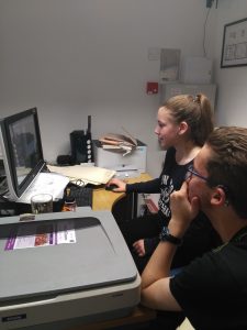 Freya and Theo researching local folklore