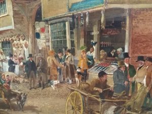 Detail from Samuel Lucas Hitchin Marketplace of 1840, to be displayed upstairs in the new museum.