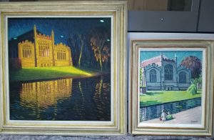 Newly-glazed paintings of St Mary's Church by Gerard Ceunis